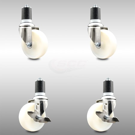 Service Caster 4 Inch 316SS Nylon Wheel Swivel 1-3/4 Inch Expanding Stem Caster Brake SCC, 2PK SCC-SS316EX20S414-NYS-2-TLB-2-134